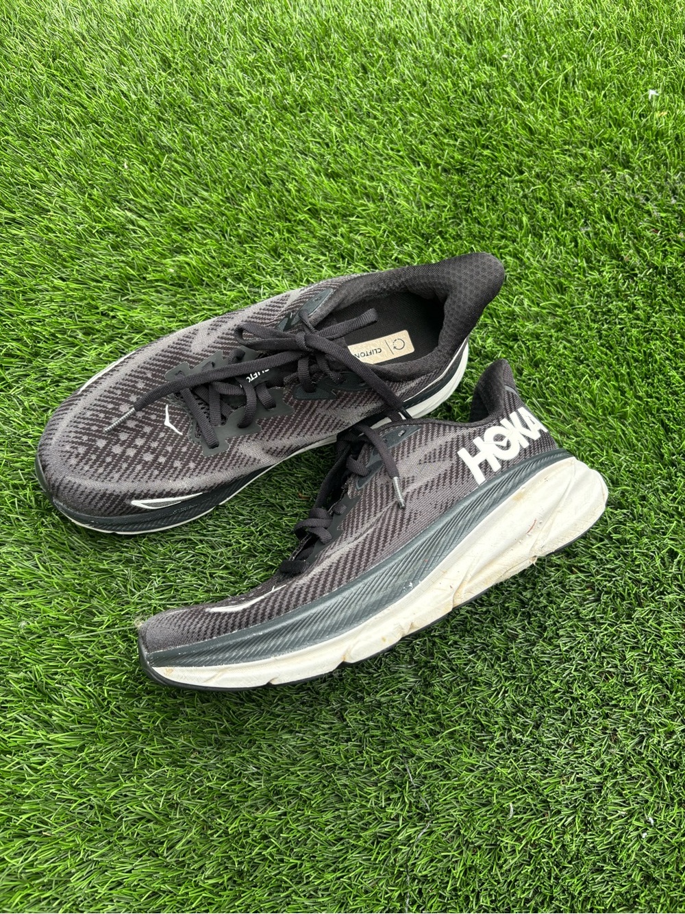Hoka Black and White Women's Athletic Running Shoes